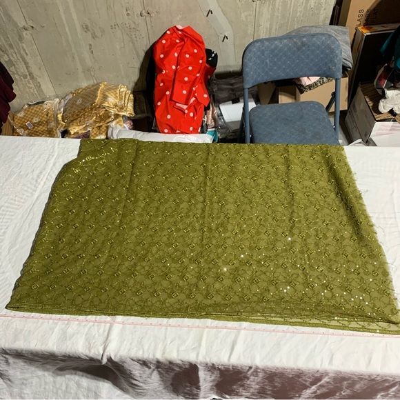 Set of 3 Vintage Embroidered Dupattas, Shades of Green with lots of bling, GUC - Picture 6 of 16